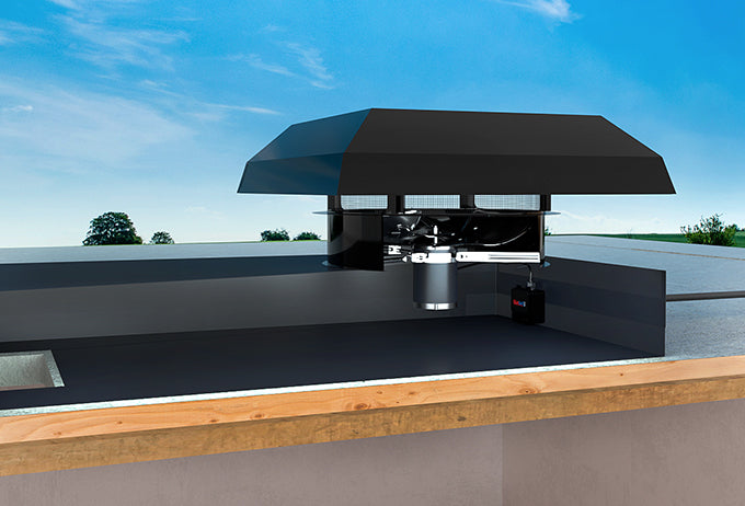 Roof Mount Whole House Fan with Plenum Box